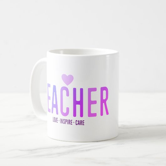 Mug Appréciation de l'enseignant Amour Inspirer soins  (Devant gauche)
