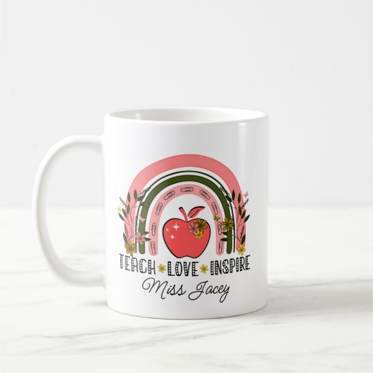 Mug Appréciation de l'enseignant de l'arc-en-ciel (Gauche)