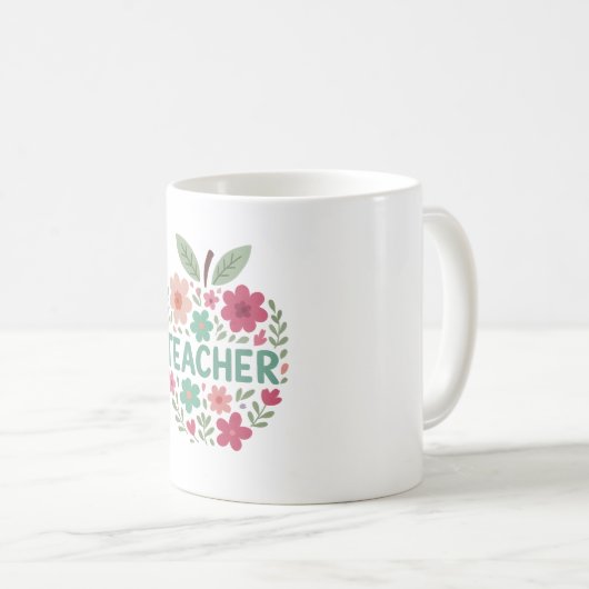 Mug Appréciation de l'enseignant de pomme florale (Devant droit)