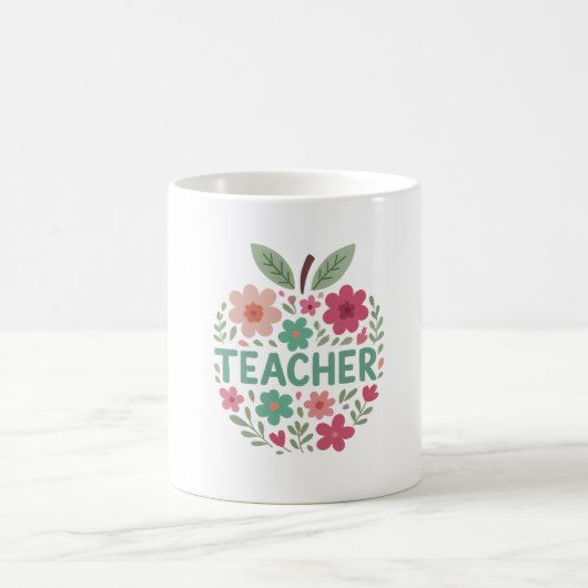 Mug Appréciation de l'enseignant de pomme florale (Centre)