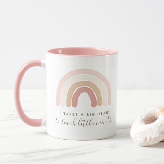 Mug Appréciation de l'enseignant en arc-en-ciel rose B (Avec donut)