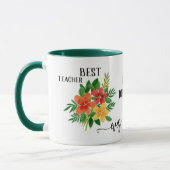 Mug Appréciation de l'enseignant en design floral pers (Gauche)