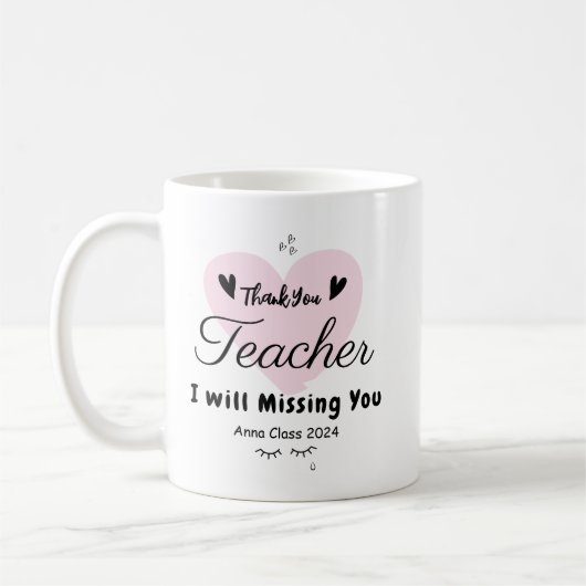 Mug Appréciation de l'enseignant Merci École sur mesur (Gauche)