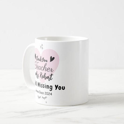 Mug Appréciation de l'enseignant Merci École sur mesur (Devant gauche)