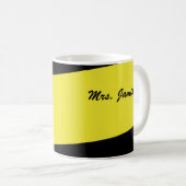Mug Appréciation de l'enseignant, Merci, Nom, Jaune (Devant droit)
