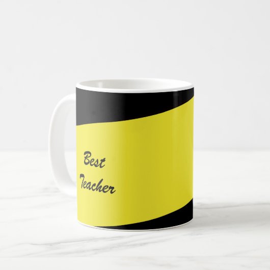 Mug Appréciation de l'enseignant, Merci, Nom, Jaune (Devant gauche)