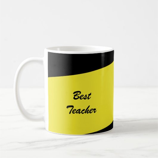 Mug Appréciation de l'enseignant, Merci, Nom, Jaune (Gauche)