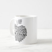 Mug Appréciation de l'enseignant noir Typographie Appl (Devant gauche)