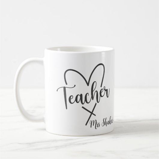 Mug Appréciation de l'enseignant Nom personnalisé Merc (Gauche)