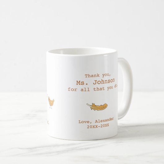 Mug Appréciation de l'enseignant Poulets Merci (Devant droit)