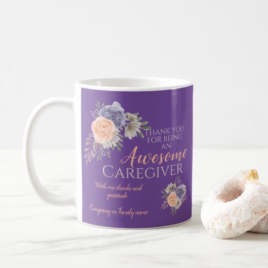 Mug Appréciation du Merci du professionnel Floral Purp (Avec donut)