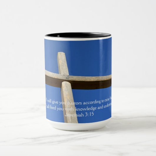 Mug Appréciation du pasteur avec croix (Centre)