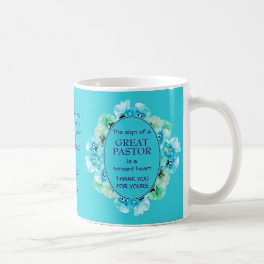 Mug Appréciation du pasteur floral bleu (Droite)