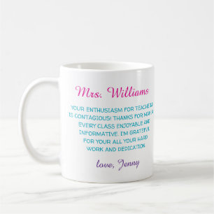 Mug appréciation du professeur merci moderne coloré