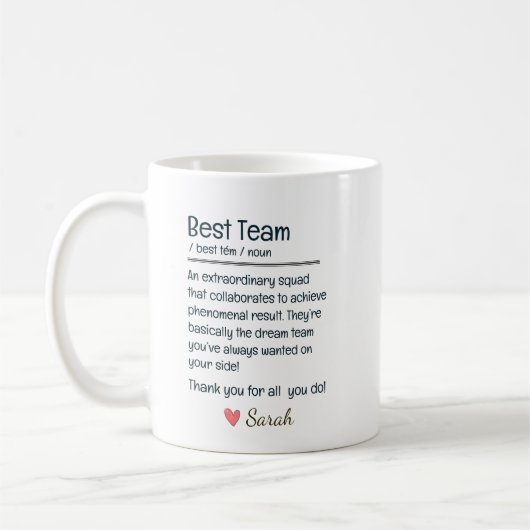 Mug Appréciation personnalisée de la meilleure équipe (Gauche)