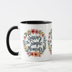 Mug Appréciez les moments simples Citation florale boh