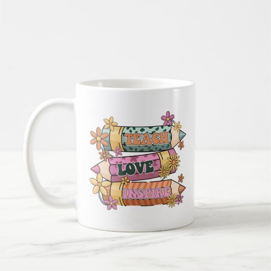 Mug Apprendre Amour Inspirer Design Rétro (Gauche)