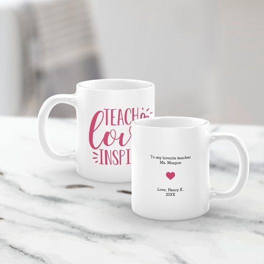 Mug Apprendre, Amour, Inspirer | Message personnalisé