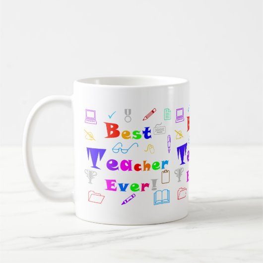 Mug Apprentissage amusant, coloré Meilleur Enseignant  (Gauche)