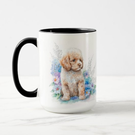 MUG APRICOT EN COULEUR D'EAU ADORABLE POODLE PUPPY FRA (Gauche)