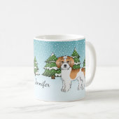 Mug Apricot et blanc Mini Goldendoodle Forêt d'hiver (Devant droit)
