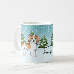 Mug Apricot et blanc Mini Goldendoodle Forêt d'hiver