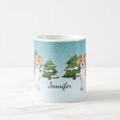 Mug Apricot et blanc Mini Goldendoodle Forêt d'hiver (Centre)