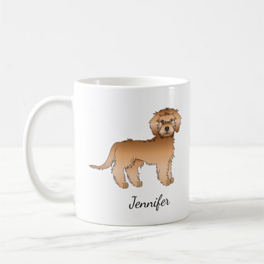 Mug Apricot Mini Goldendoodle Cartoon Chien & Nom (Gauche)