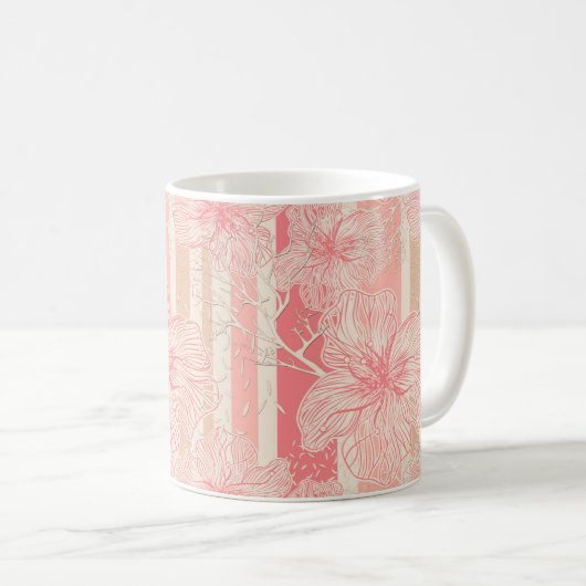 Mug Apricot motif à rayures florales rose (Devant droit)