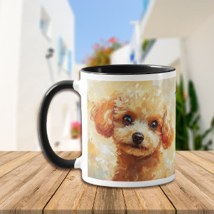 Mug Apricot Poodé Chien Impressionniste Peinture