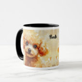 Mug Apricot Poodé Chien Impressionniste Peinture (Devant gauche)