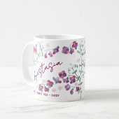 Mug April Birth Flower Custom Name Sweet Pea Daisy (Devant gauche)