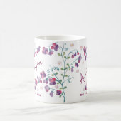 Mug April Birth Flower Custom Name Sweet Pea Daisy (Centre)