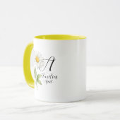 Mug April Birth Flower – Daisy Monogram Design (Devant gauche)