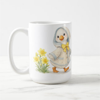 Mug April Goose daffodils cute valentine illustration
