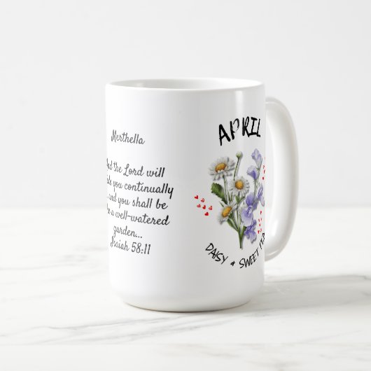 Mug APRIL Mois de naissance Fleur Christian Nom person (Devant droit)