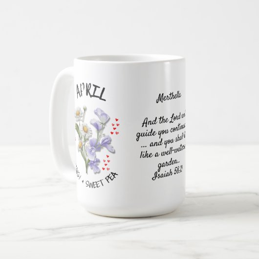Mug APRIL Mois de naissance Fleur Christian Nom person (Devant gauche)