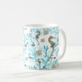 Mug Aqua Beige Seahorse Ocean Vie marine (Devant droit)