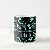 Mug aqua bleu moderne biochimie vie complexe (Devant gauche)