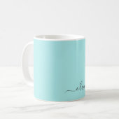 Mug Aqua Bleu Sarcelle Féminin Monogramme Nom Moderne (Devant gauche)