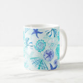 Mug Aqua-bleu-turquoise couleur d'aquarelle coquille a (Devant droit)