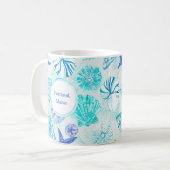 Mug Aqua-bleu-turquoise couleur d'aquarelle coquille a (Devant gauche)