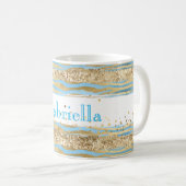 Mug Aqua Blue Gold Parties scintillant Confetti Zebra  (Devant droit)