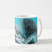 Mug Aqua Blue Grey et Black Waves Art moderne Abstrait (Devant droit)