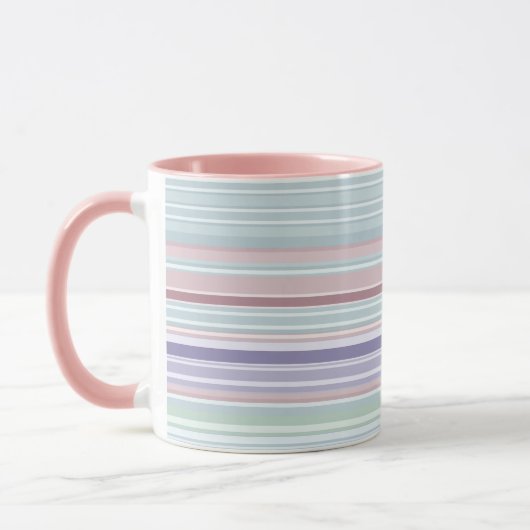 Mug Aqua, Blush and Lavender Stripes (Gauche)