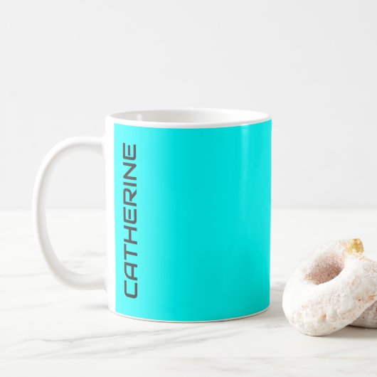 Mug Aqua couleur solide personnalisée (Avec donut)