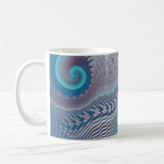 Mug Aqua et Taupe Tourbillons océaniques Abstraits (Gauche)