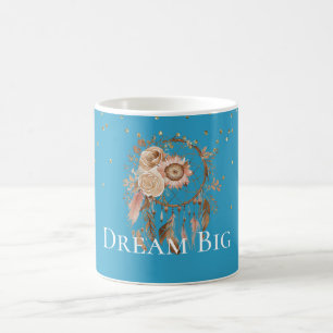 Mug Aqua Floral Feathers Dream Catcher
