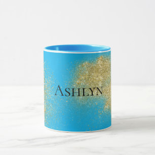 Mug Aqua Gold Glitzy Parties scintillant