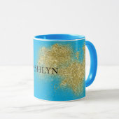 Mug Aqua Gold Glitzy Parties scintillant (Devant droit)